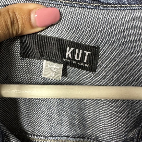 KUT From The Kloth Women's Button-Down Blue Denim Long Sleeve Shirt Size Medium - Picture 7 of 10